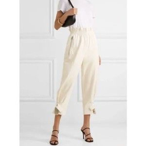 Frankie Shop Xenia Faux Leather Tapered Pants In Cream Size L